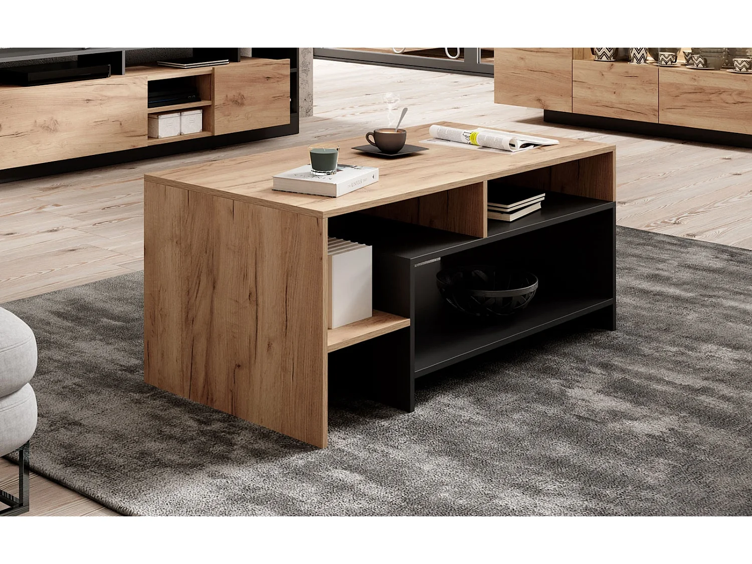 COUCHTISCH Alva Craft Gold Oak / anthrazit 120 / 60 / 53cm