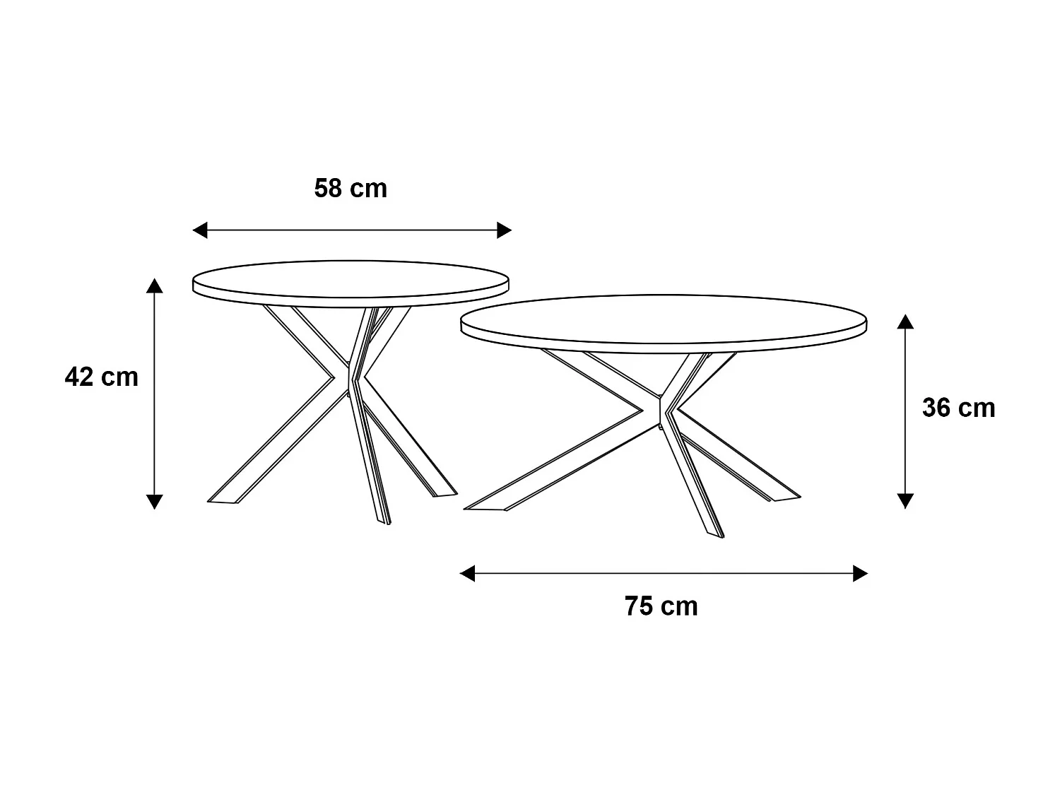 COUCHTISCH Libre Chicago Concrete Dunkelgrau / Schwarz (2er-Set)
