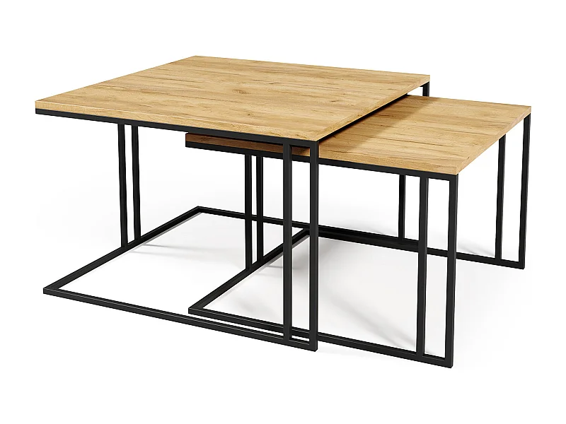 COUCHTISCH Astro Eiche Lancelot / Schwarz (2er-Set)