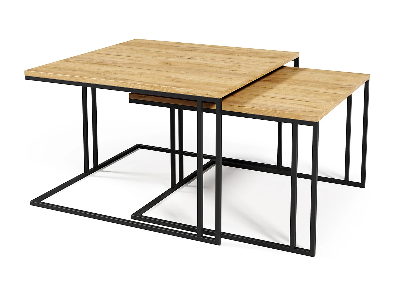 COUCHTISCH Astro Eiche Lancelot / Schwarz (2er-Set)