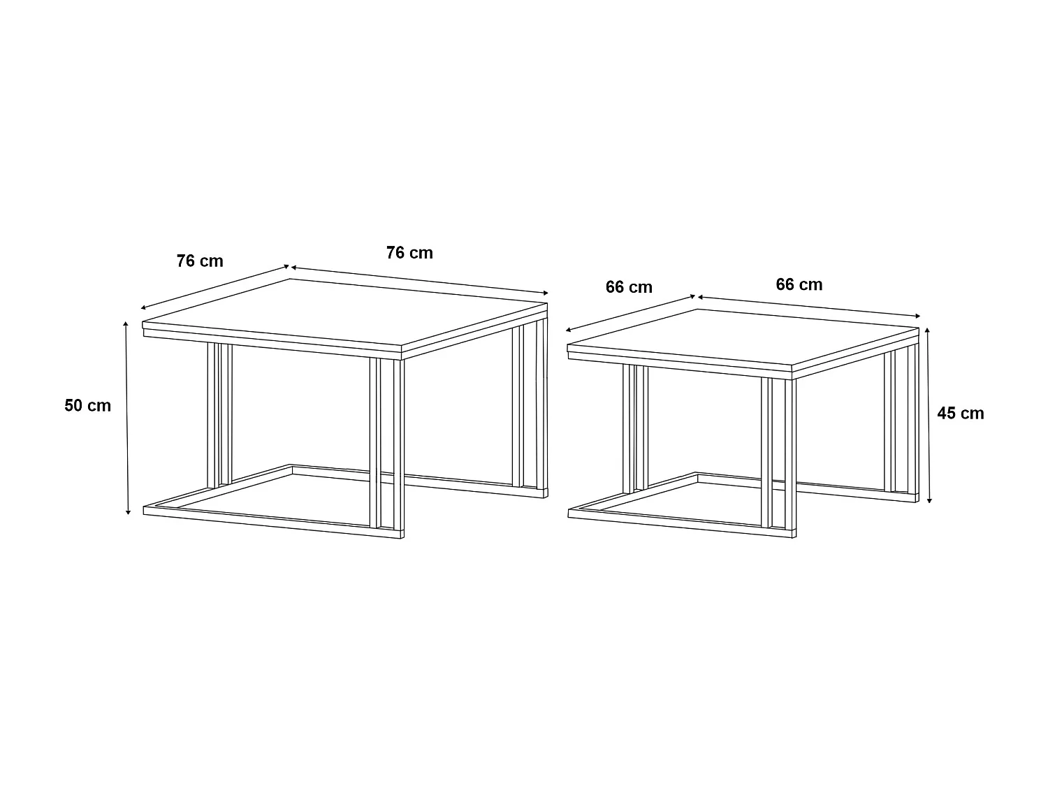 COUCHTISCH Astro Eiche Lancelot / Schwarz (2er-Set)