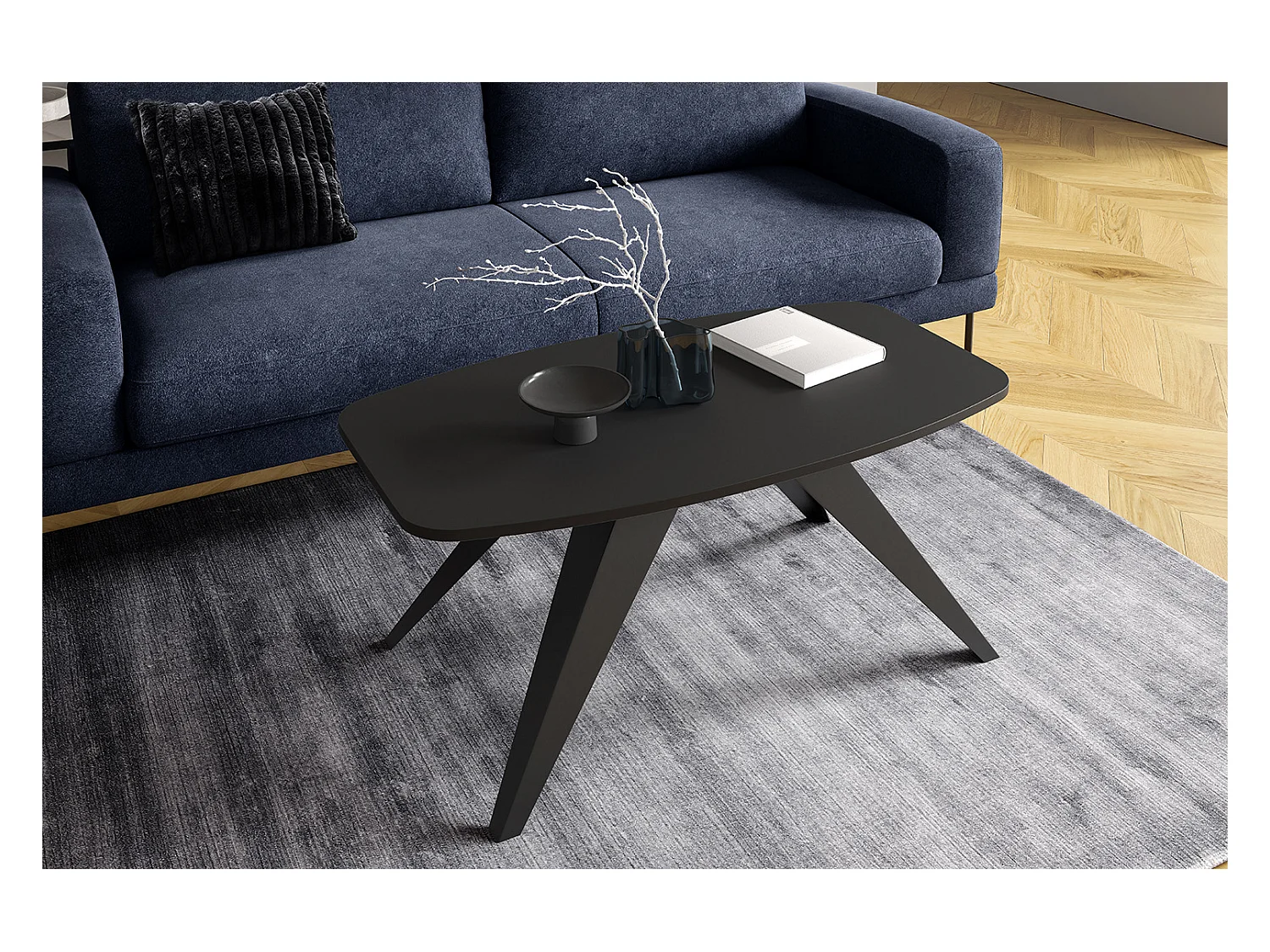 COUCHTISCH Luna Schwarz Molet / Schwarz 120 / 60 / 48cm