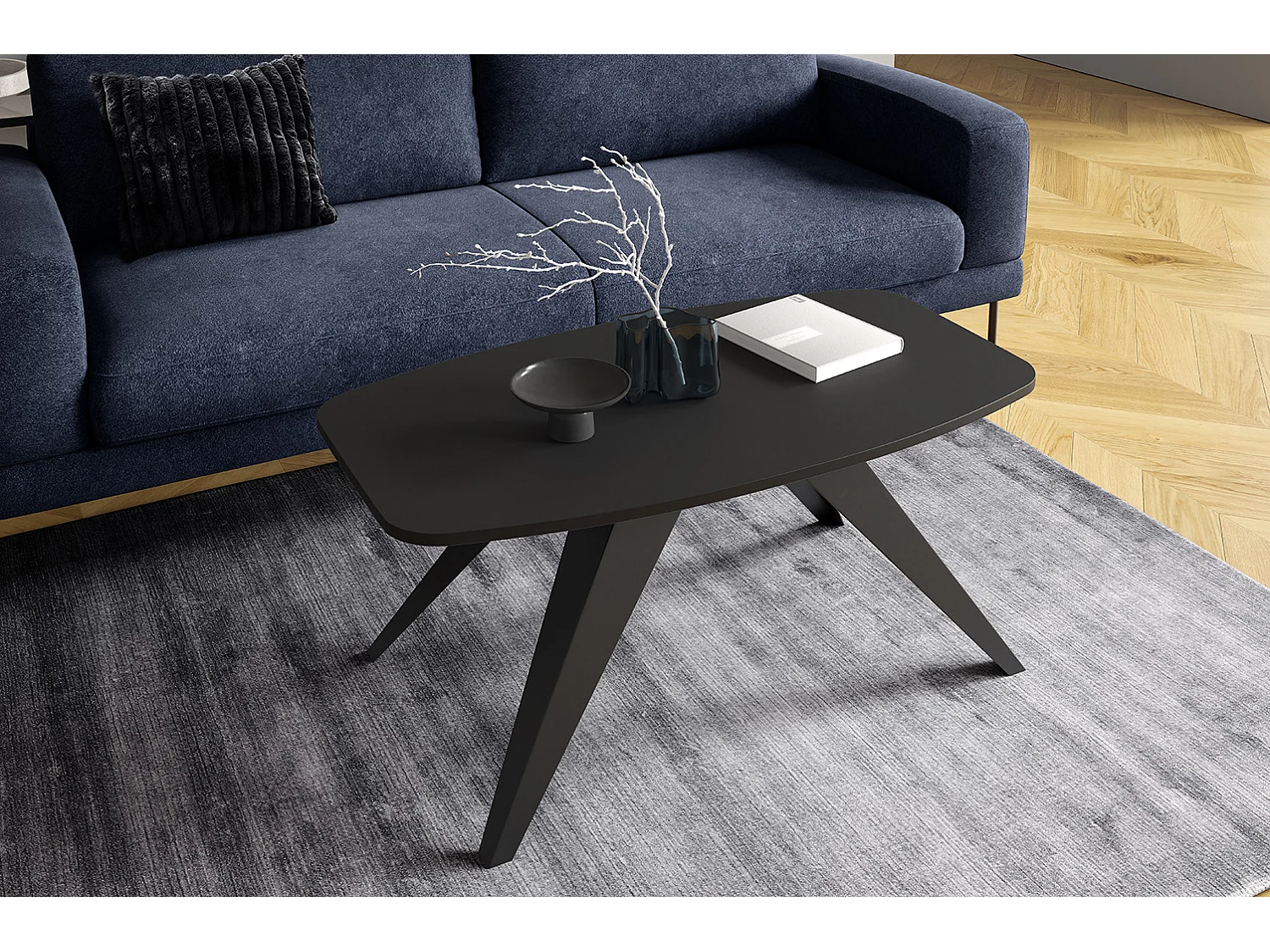 COUCHTISCH Luna Schwarz Molet / Schwarz 120 / 60 / 48cm