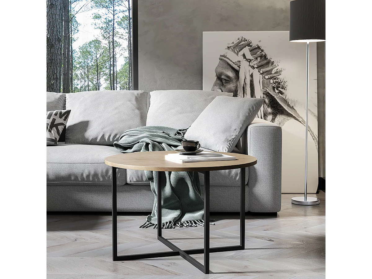 COUCHTISCH Tollnes Gold Craft Eiche / Schwarz 75 / 75 / 47cm