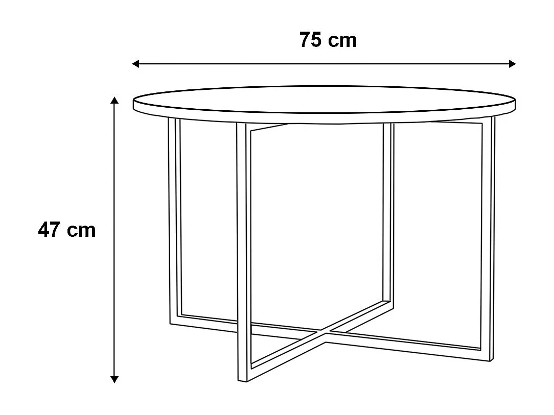 COUCHTISCH Tollnes Gold Craft Eiche / Schwarz 75 / 75 / 47cm