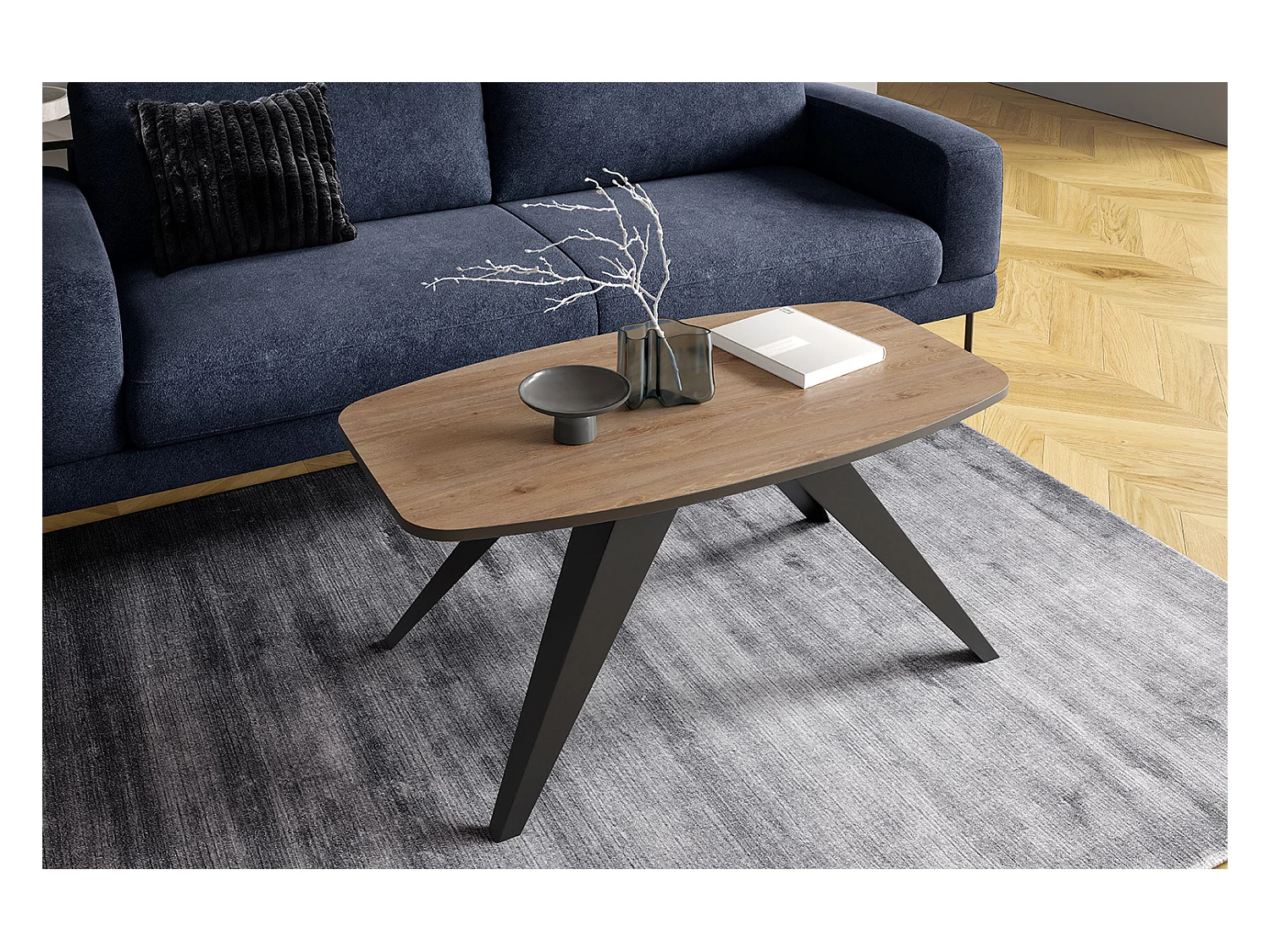COUCHTISCH Luna Davos Eiche Trüffelbraun / Schwarz 120 / 60 / 48cm