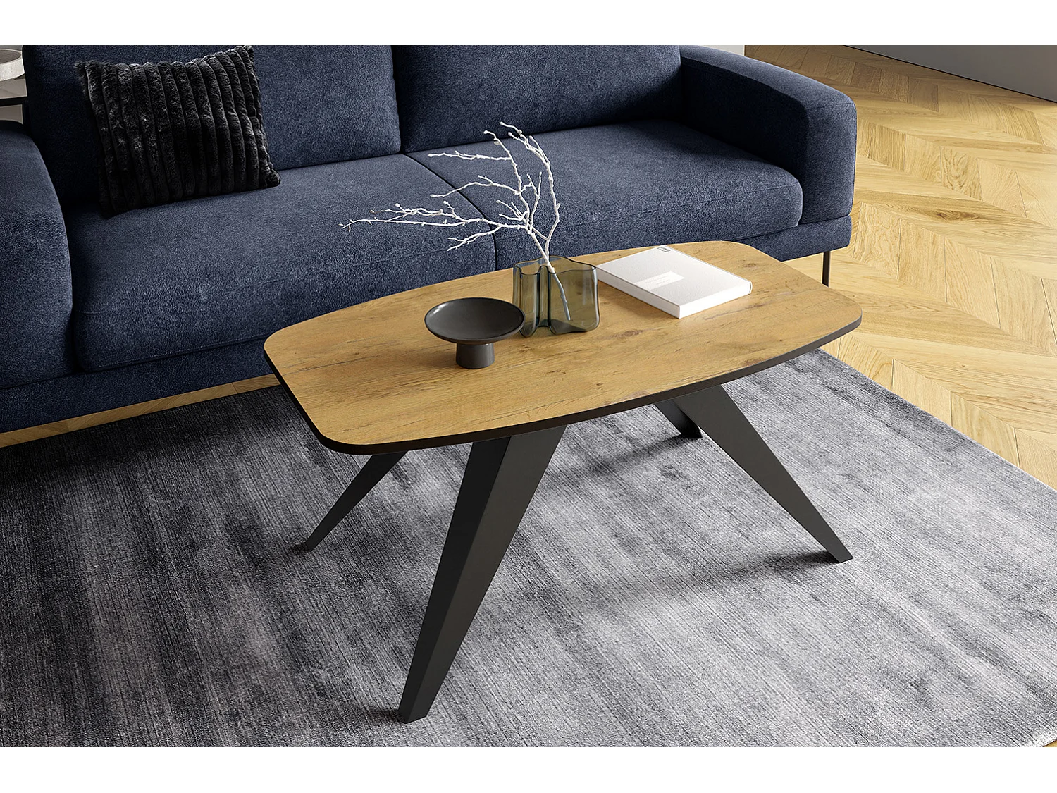 COUCHTISCH Luna Eiche Lancelot / Schwarz 120 / 60 / 48cm