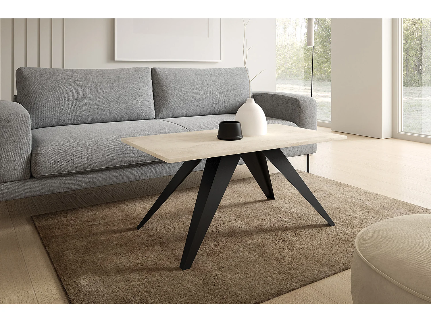COUCHTISCH Aria Chicago Concrete Dunkelgrau / Schwarz 120 / 60 / 48cm