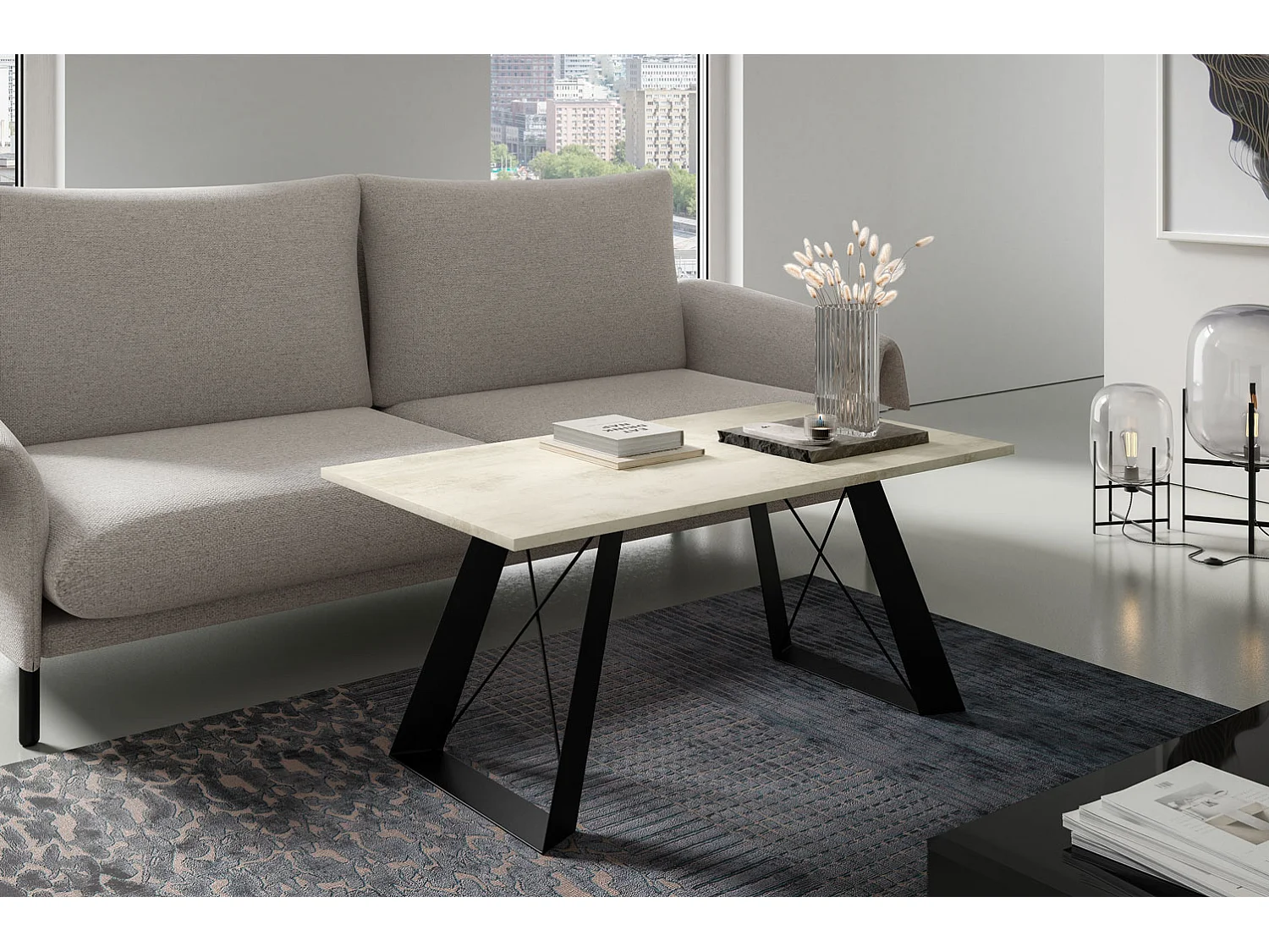 COUCHTISCH Satis Chromix Weiß / Schwarz 110 / 60 / 50cm