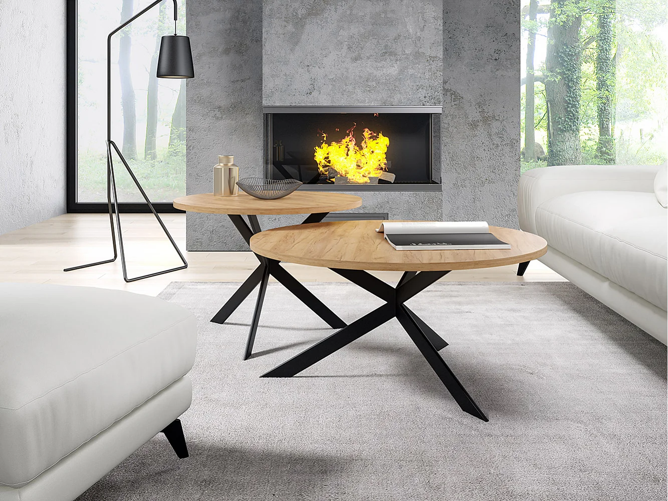 COUCHTISCH Libre Icy Weiß / Schwarz (2er-Set)