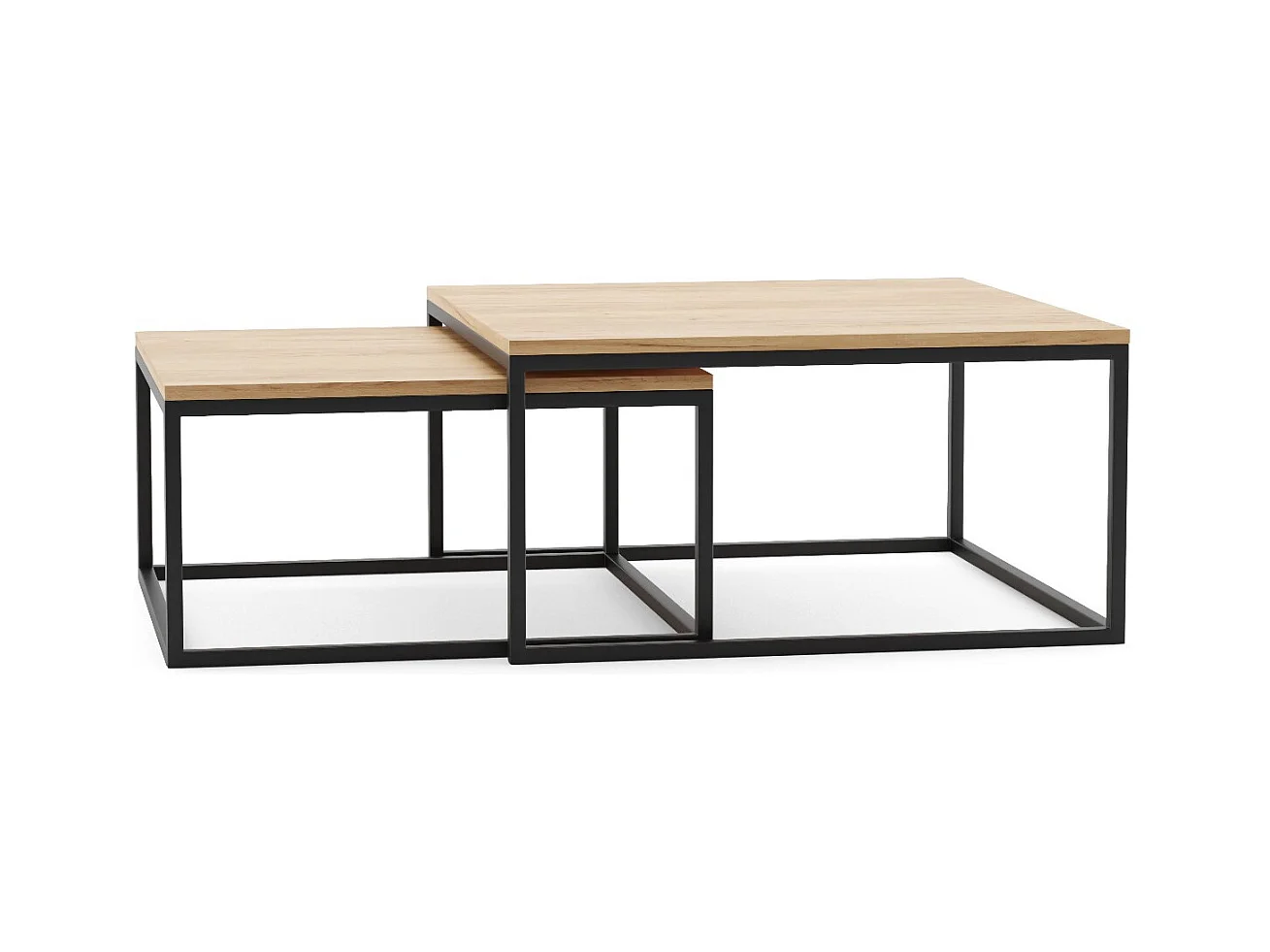 COUCHTISCH Dual Gold Craft Eiche / Schwarz (2er-Set)