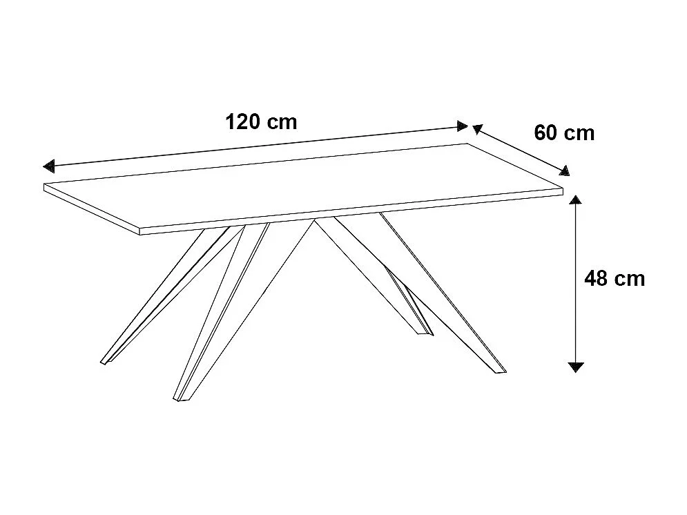 COUCHTISCH Aria Sherman Eiche Anthrazit / Schwarz 120 / 60 / 48cm