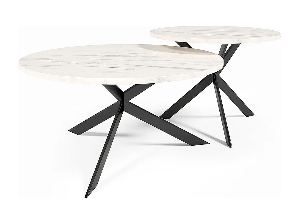 COUCHTISCH Libre Bianco Marmor / Schwarz (2er-Set)