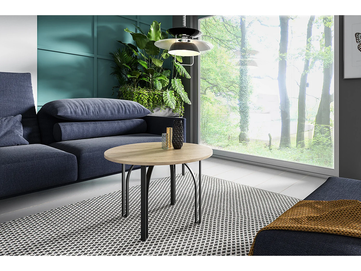 COUCHTISCH Nastro Gold Craft Eiche / Schwarz 75 / 75 / 47cm