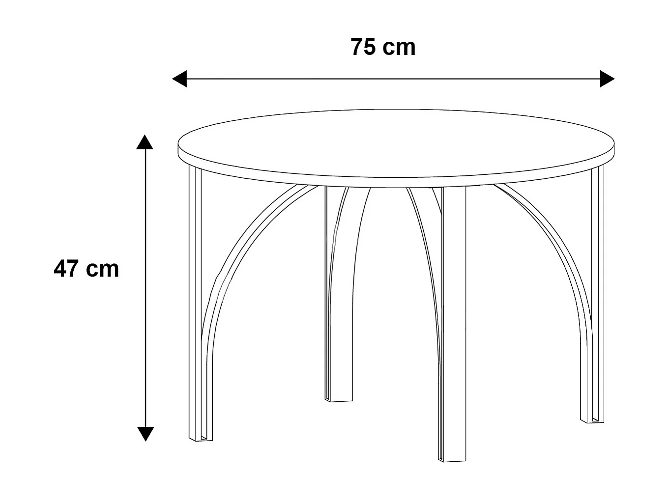 COUCHTISCH Nastro Gold Craft Eiche / Schwarz 75 / 75 / 47cm