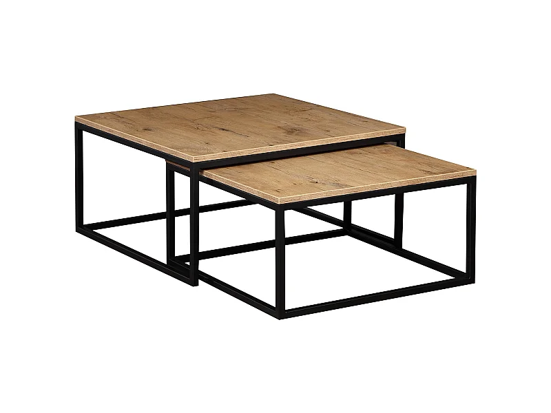 COUCHTISCH Dual Eiche Lancelot / Schwarz (2er-Set)