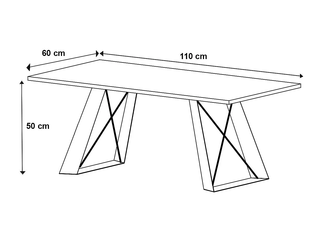COUCHTISCH Satis Halifax Eiche Natur / Schwarz 110 / 60 / 50cm