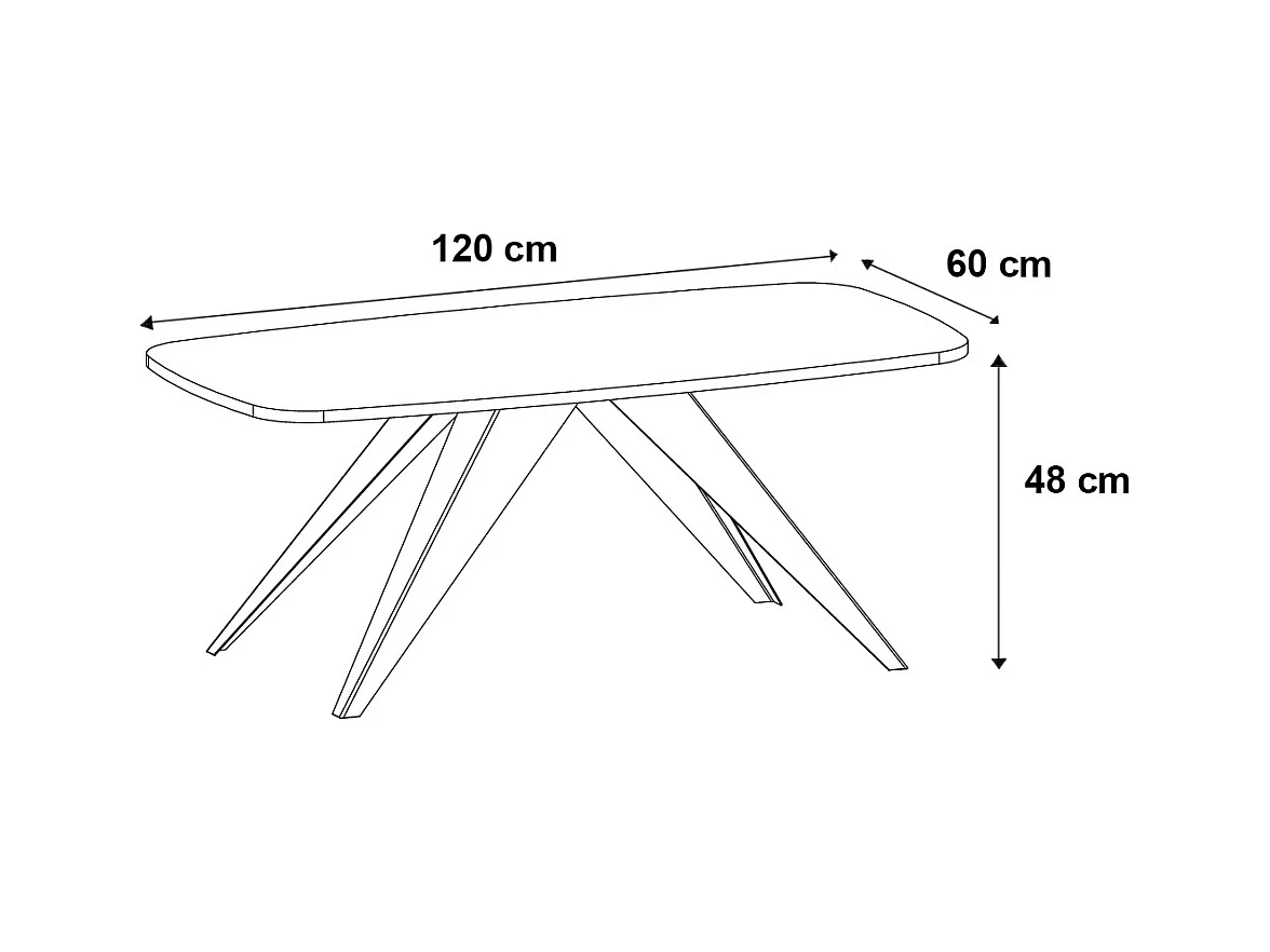 COUCHTISCH Luna Pietra Grigia Schwarz / Schwarz 120 / 60 / 48cm