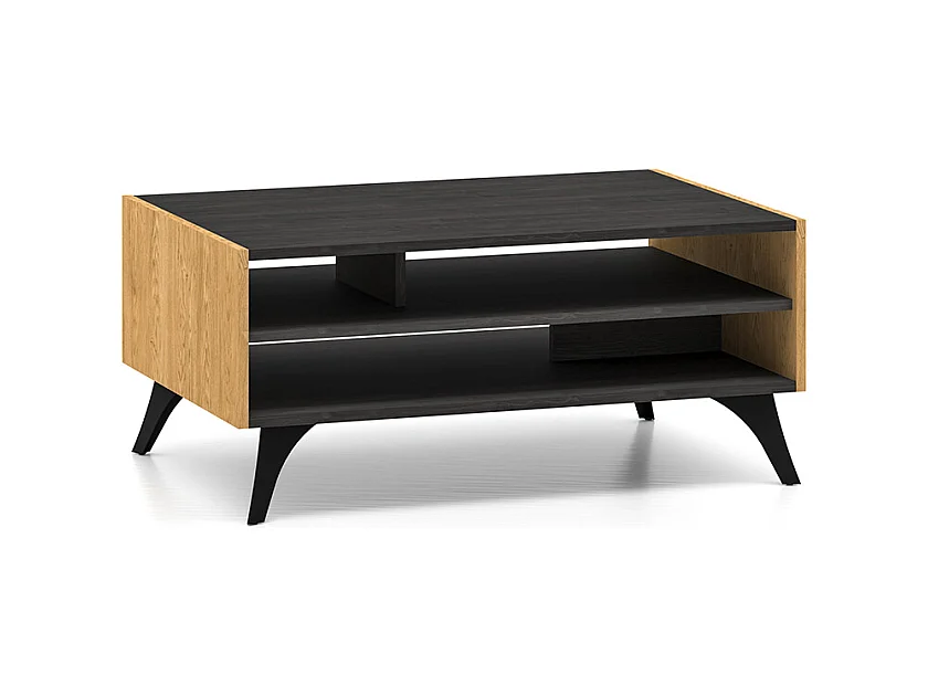 COUCHTISCH Toscania Eiche / Schwarz 90 / 60 / 40cm