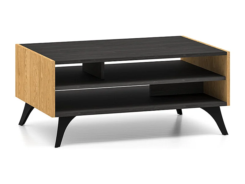 COUCHTISCH Toscania Eiche / Schwarz 90 / 60 / 40cm