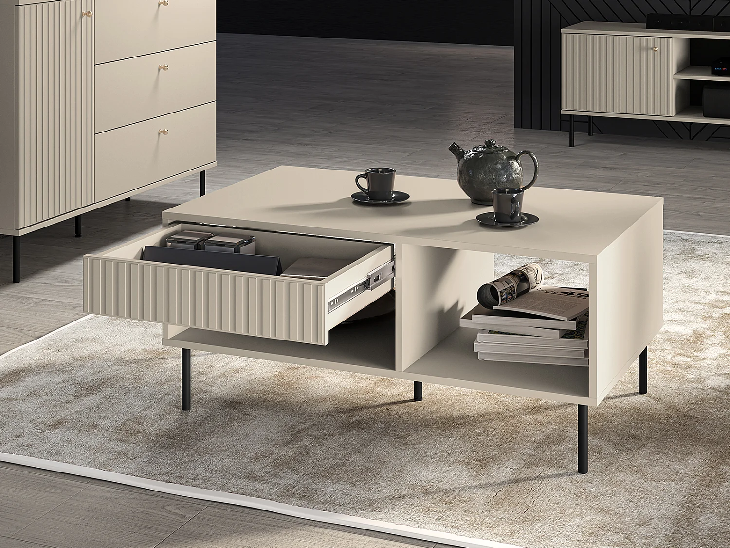 COUCHTISCH Sophie kaschmir matt 100 / 60 / 45cm