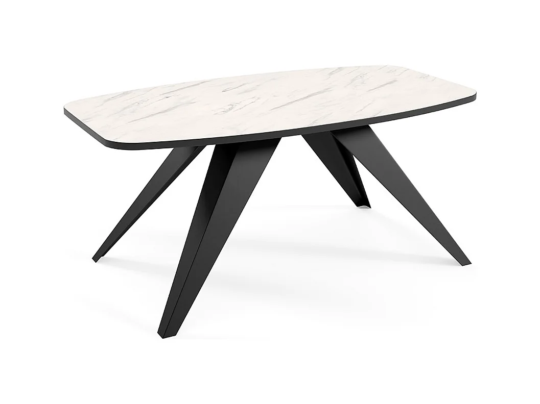 COUCHTISCH Luna Bianco Marmor / Schwarz 120 / 60 / 48cm