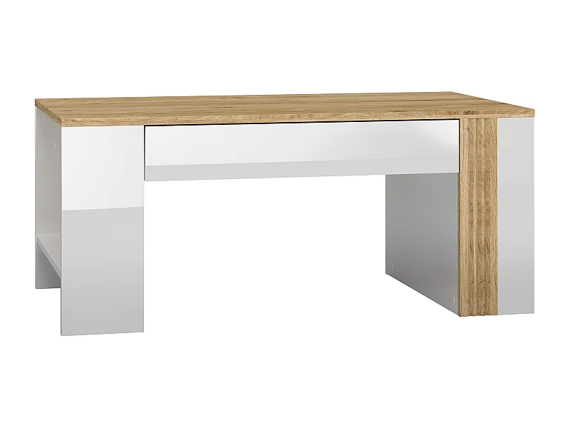 COUCHTISCH Adagio weiß Hochglanz / Eiche castello 109 / 60 / 48cm