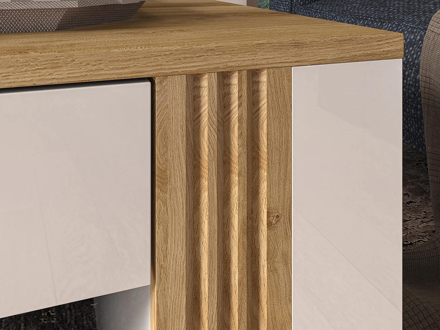 COUCHTISCH Adagio weiß Hochglanz / Eiche castello 109 / 60 / 48cm