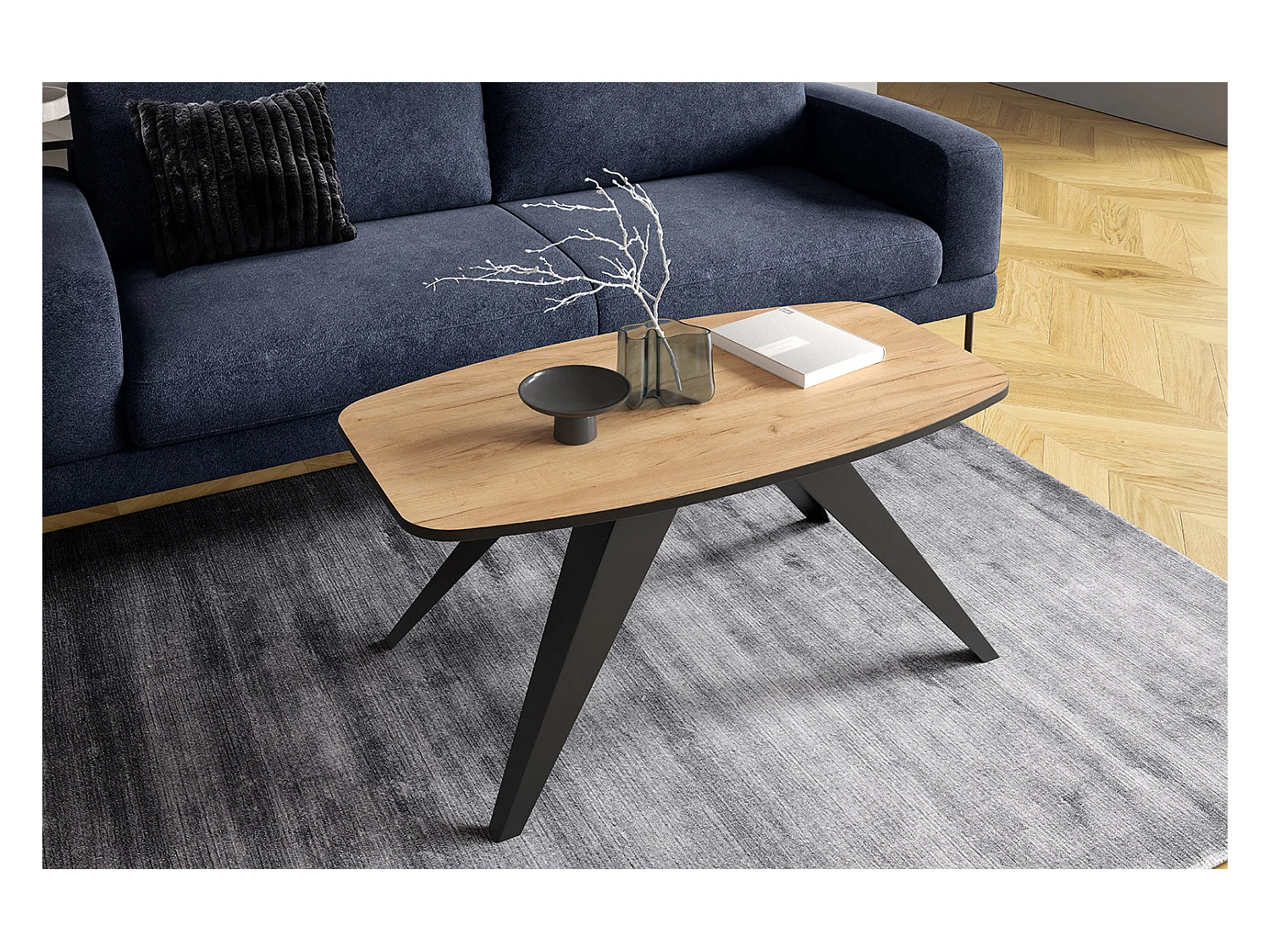 COUCHTISCH Luna Gold Craft Eiche / Schwarz 120 / 60 / 48cm