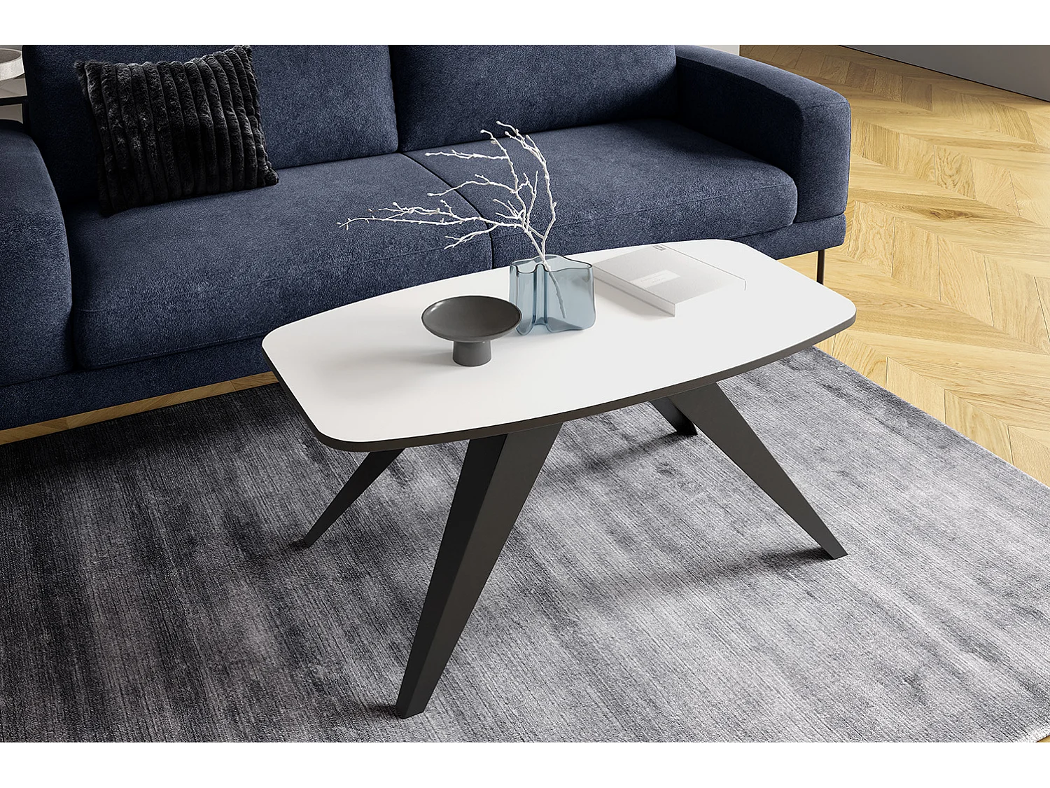 COUCHTISCH Luna Icy Weiß / Schwarz 120 / 60 / 48cm