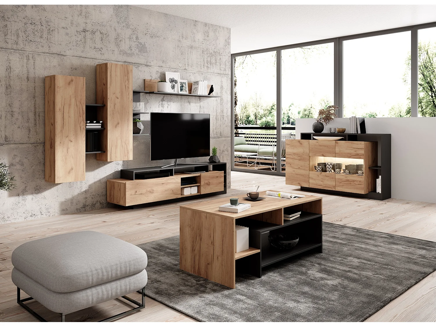 COUCHTISCH Alva Grand Eiche / weiß 120 cm / 60 cm / 53 cm