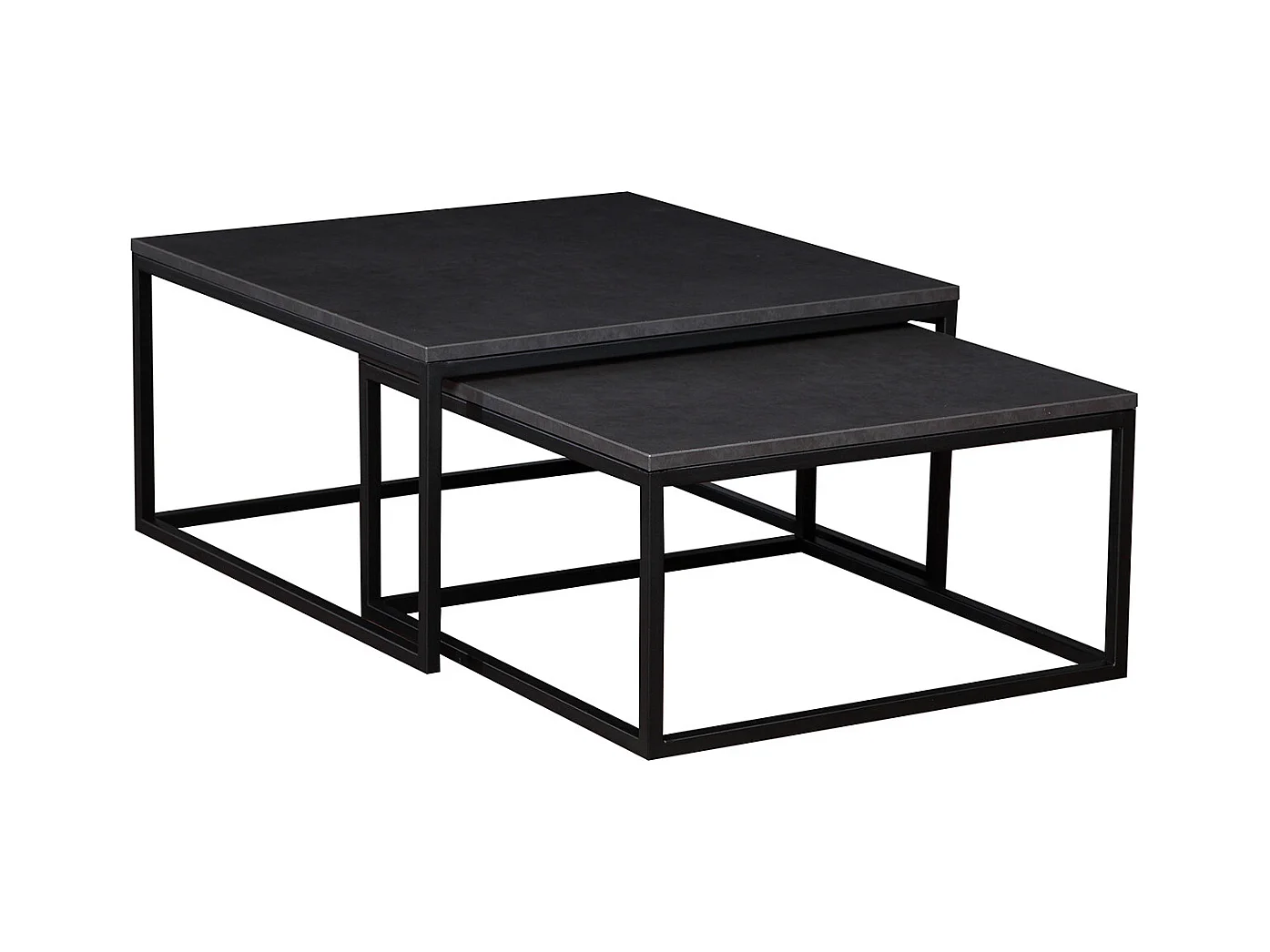 COUCHTISCH Dual Schwarz Molet / Schwarz (2er-Set)