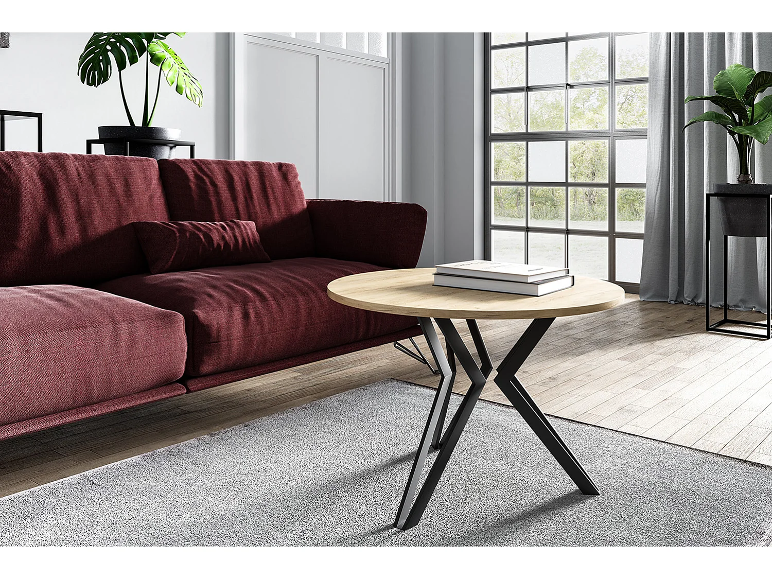 COUCHTISCH Moss Gold Craft Eiche / Schwarz 75 / 75 / 50cm