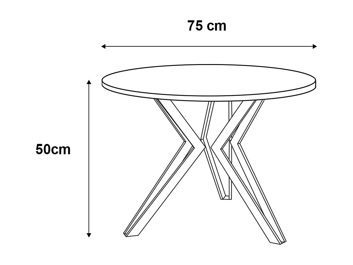 COUCHTISCH Moss Gold Craft Eiche / Schwarz 75 / 75 / 50cm