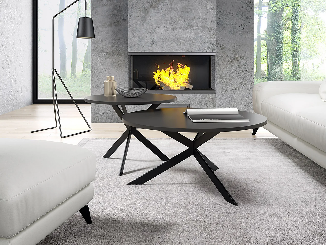 COUCHTISCH Libre Schwarz Molet / Schwarz (2er-Set)