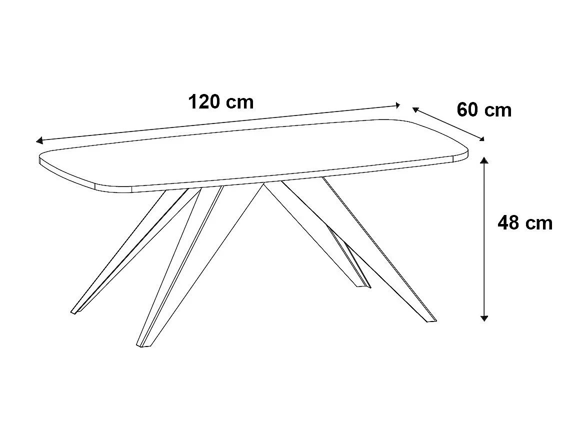COUCHTISCH Luna Chicago Concrete Dunkelgrau / Schwarz 120 / 60 / 48cm