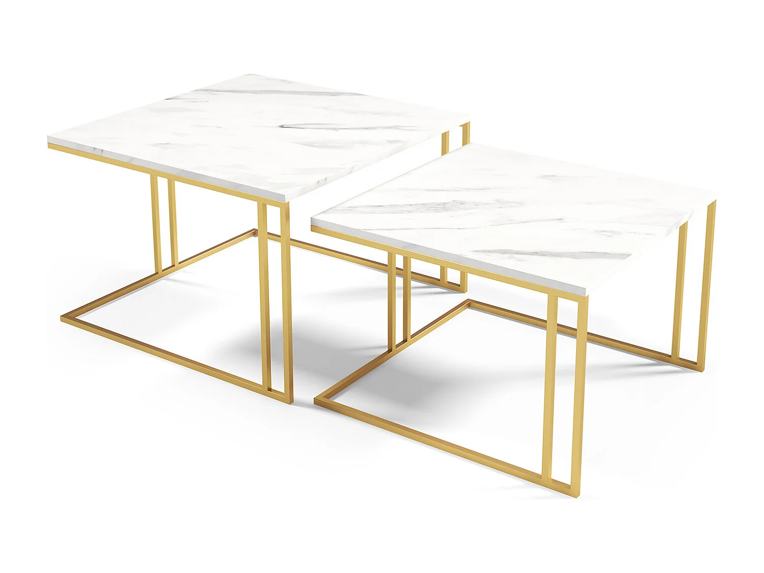 COUCHTISCH Astro Bianco Marmor / Gold (2er-Set)