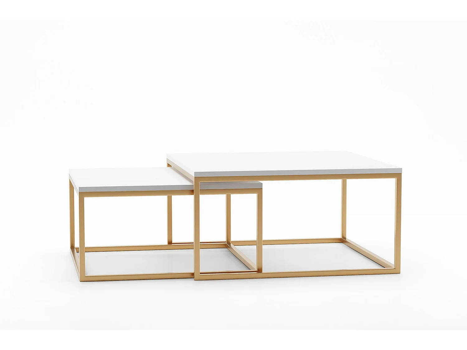 COUCHTISCH Dual Icy Weiß / Gold (2er-Set)