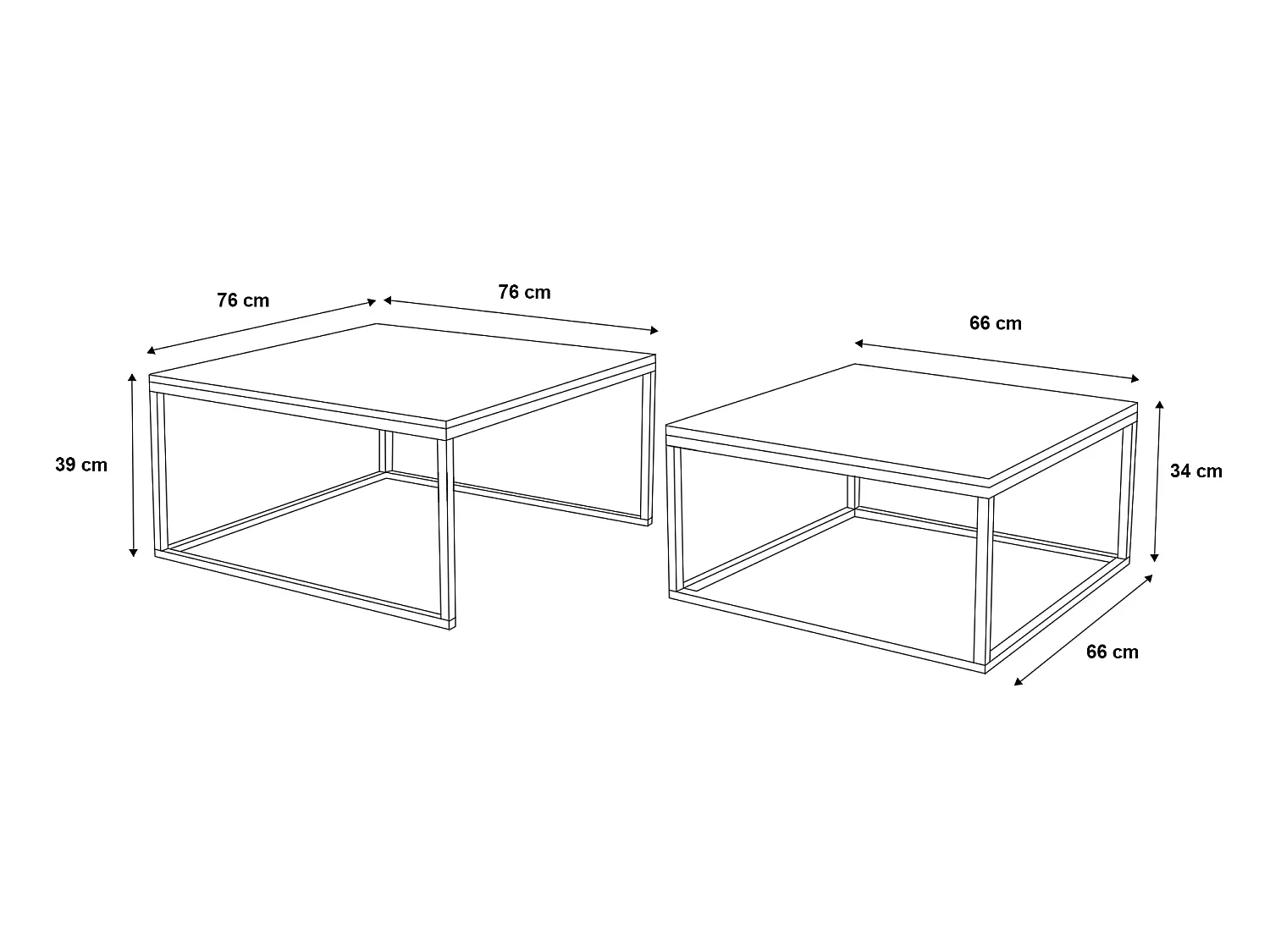 COUCHTISCH Dual Icy Weiß / Gold (2er-Set)