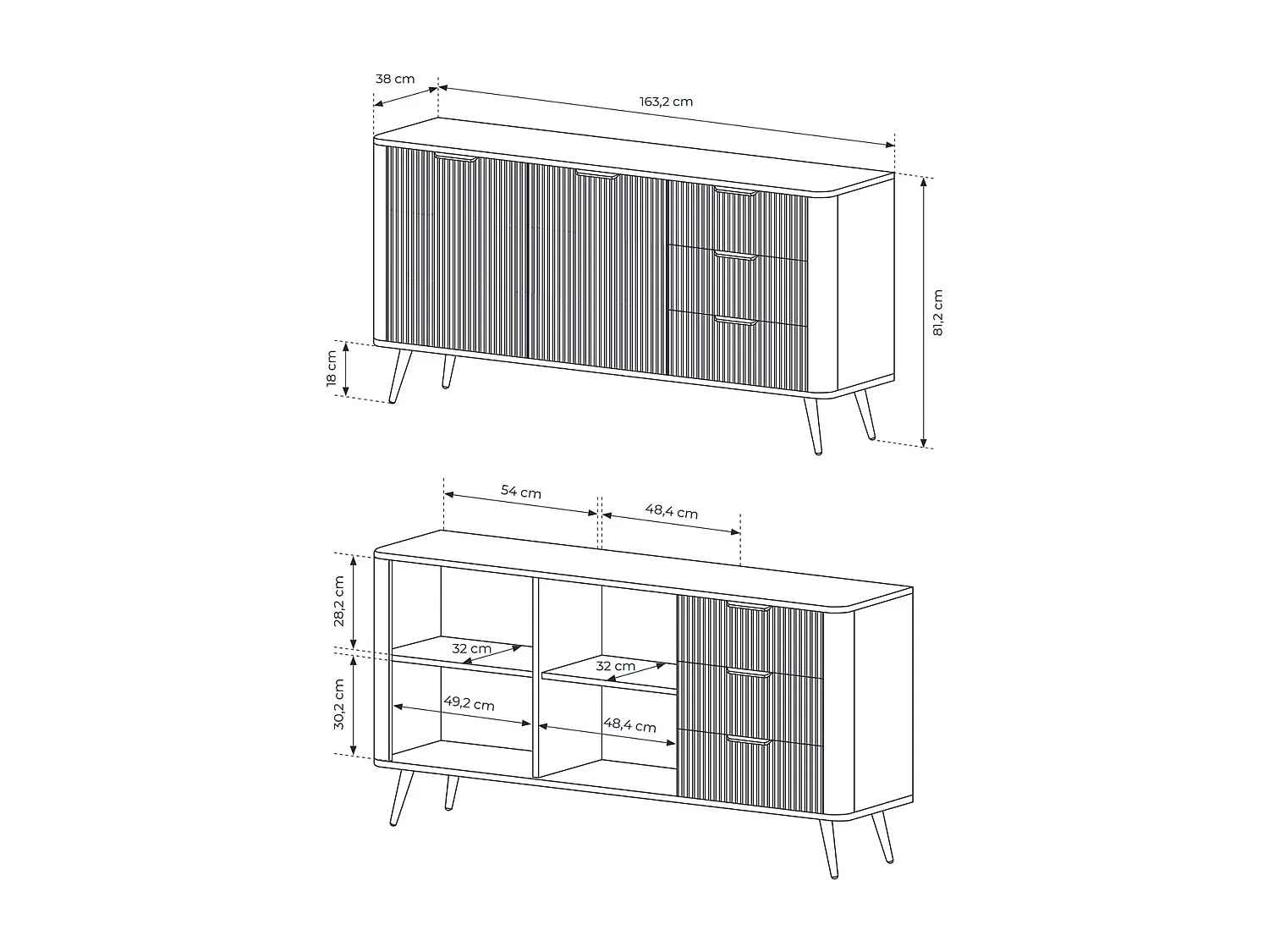 SIDEBOARD Lante beige 163 / 38 / 81cm