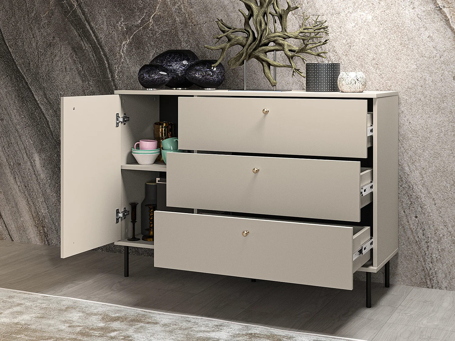 SIDEBOARD Sophie kaschmir matt 120 / 40 / 85cm