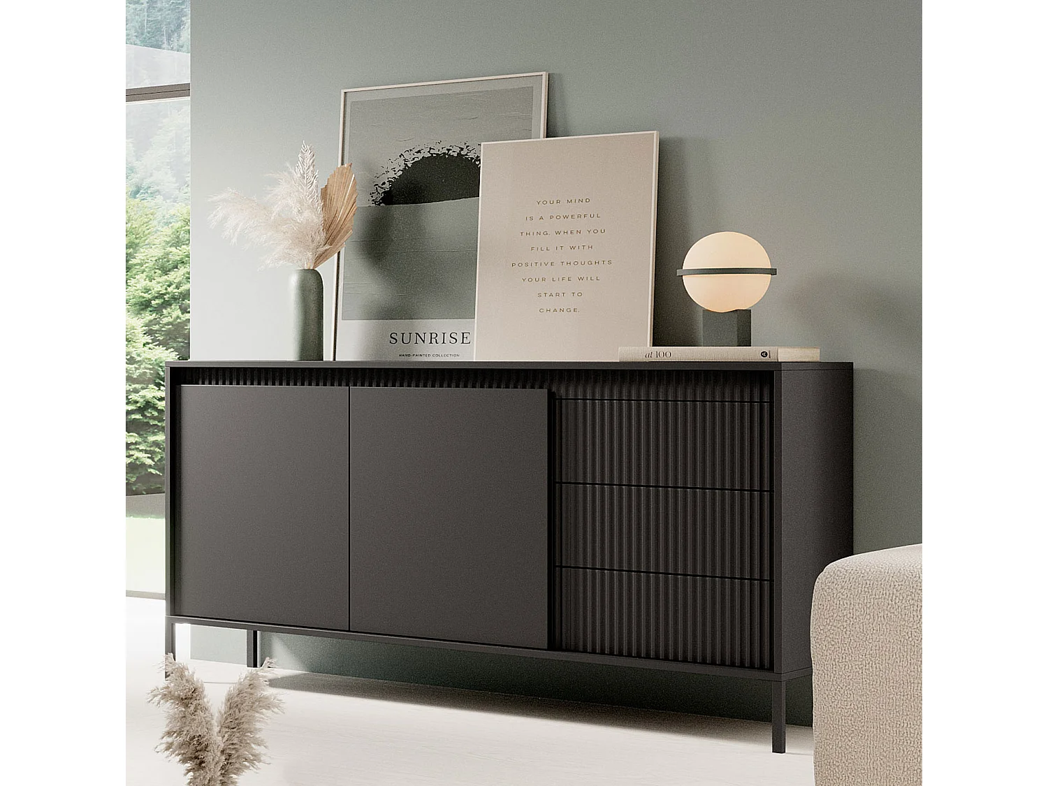 SIDEBOARD Senso schwarz 154 / 40 / 82cm