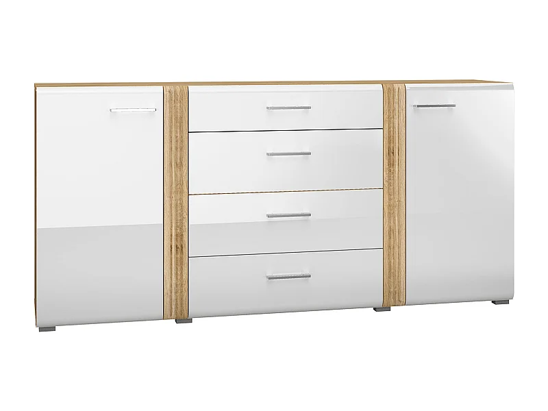 SIDEBOARD Adagio weiß Hochglanz / Eiche castello 190 / 42 / 90cm