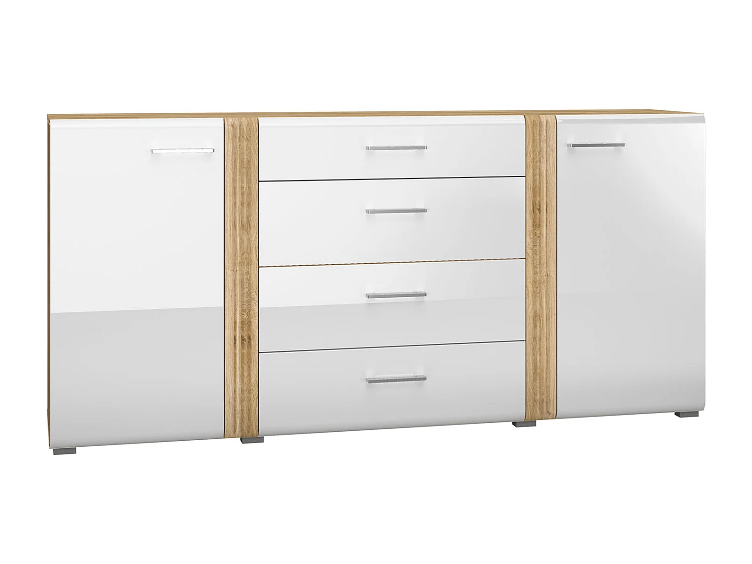 SIDEBOARD Adagio weiß Hochglanz / Eiche castello 190 / 42 / 90cm