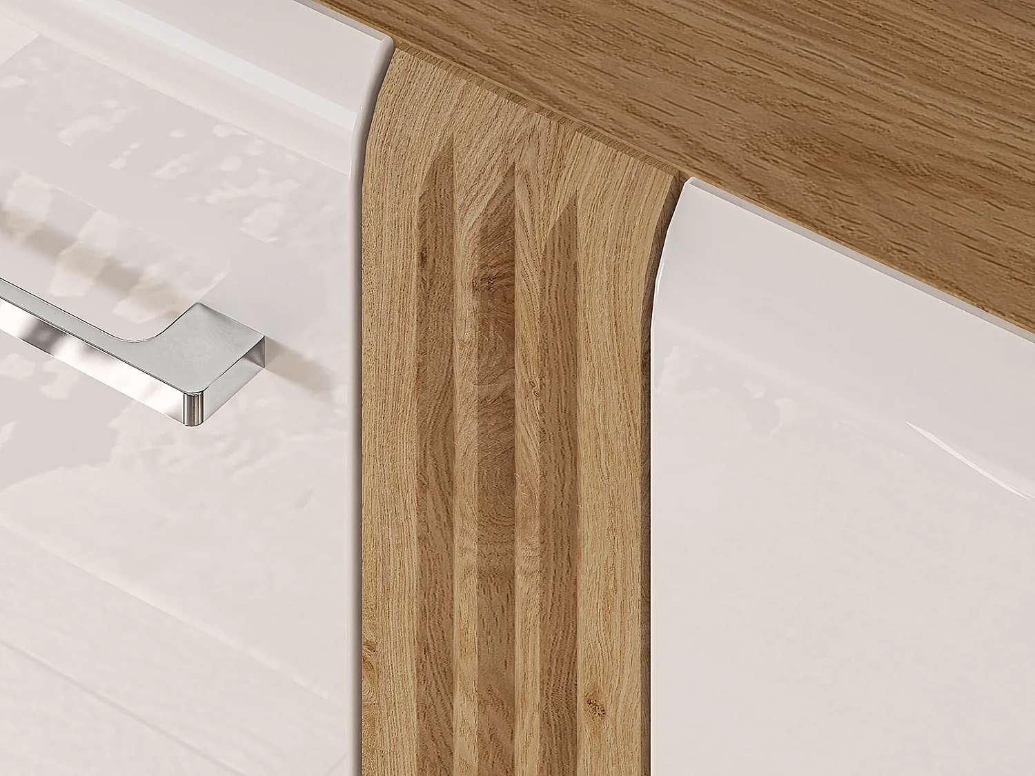 SIDEBOARD Adagio weiß Hochglanz / Eiche castello 190 / 42 / 90cm