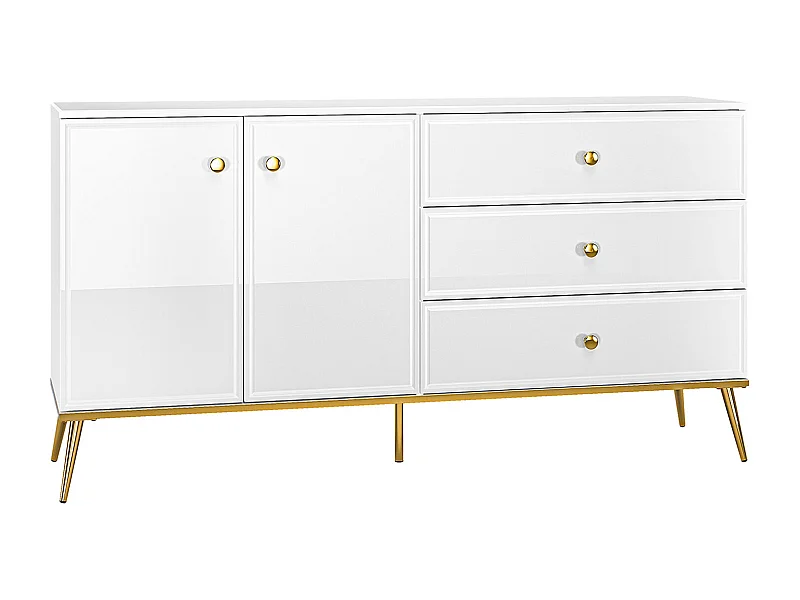 SIDEBOARD Goldin weiß / weiß hochglanz / gold 160 / 40 / 85cm