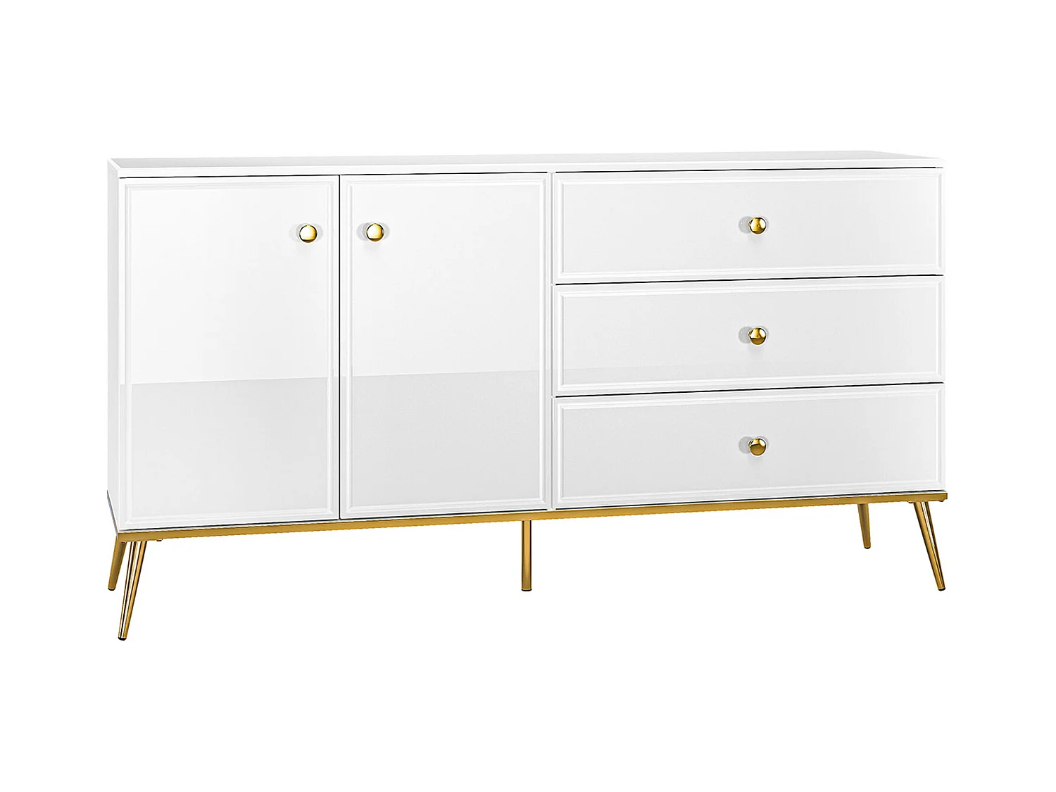 SIDEBOARD Goldin weiß / weiß hochglanz / gold 160 / 40 / 85cm