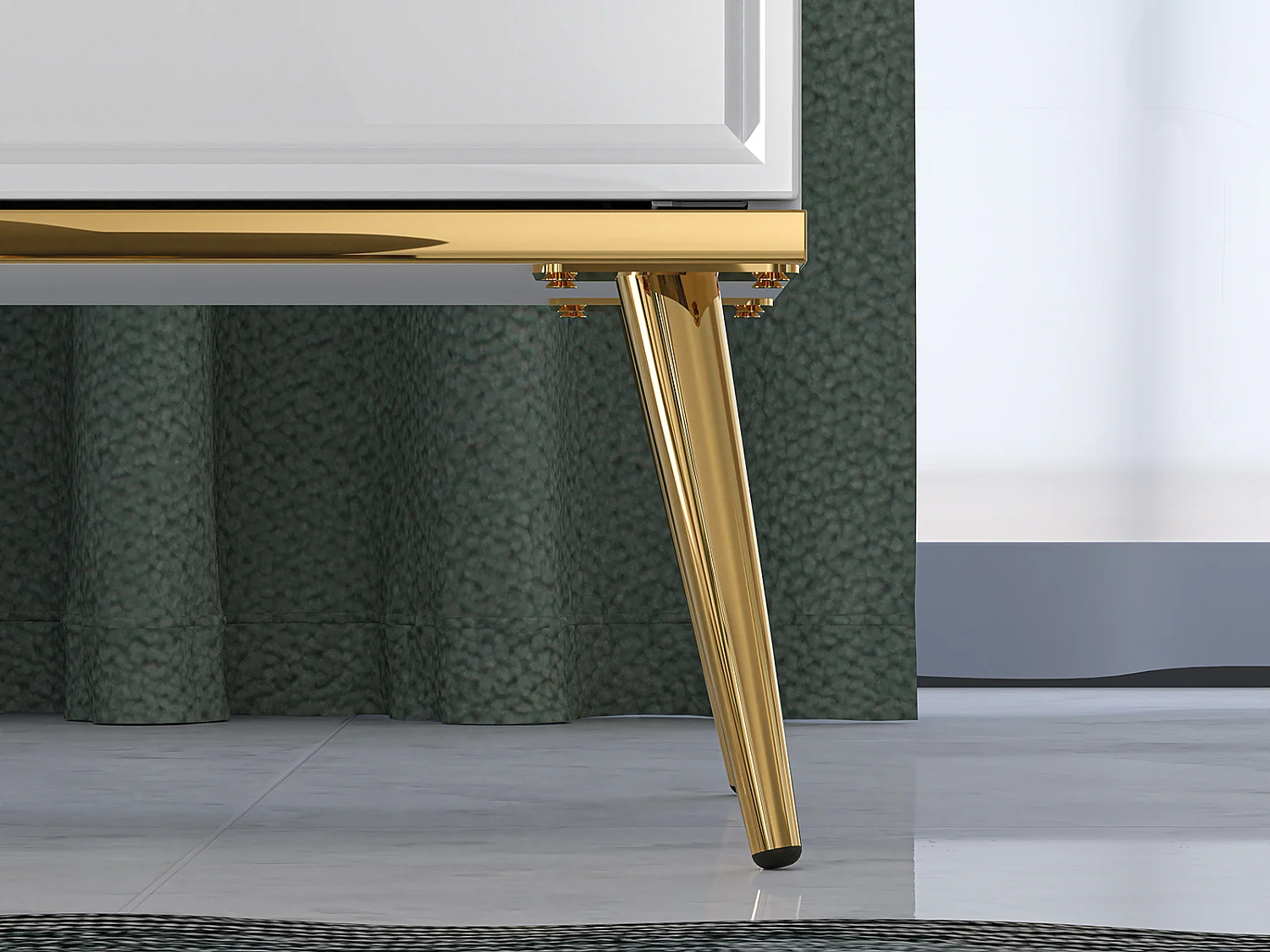 SIDEBOARD Goldin weiß / weiß hochglanz / gold 160 / 40 / 85cm