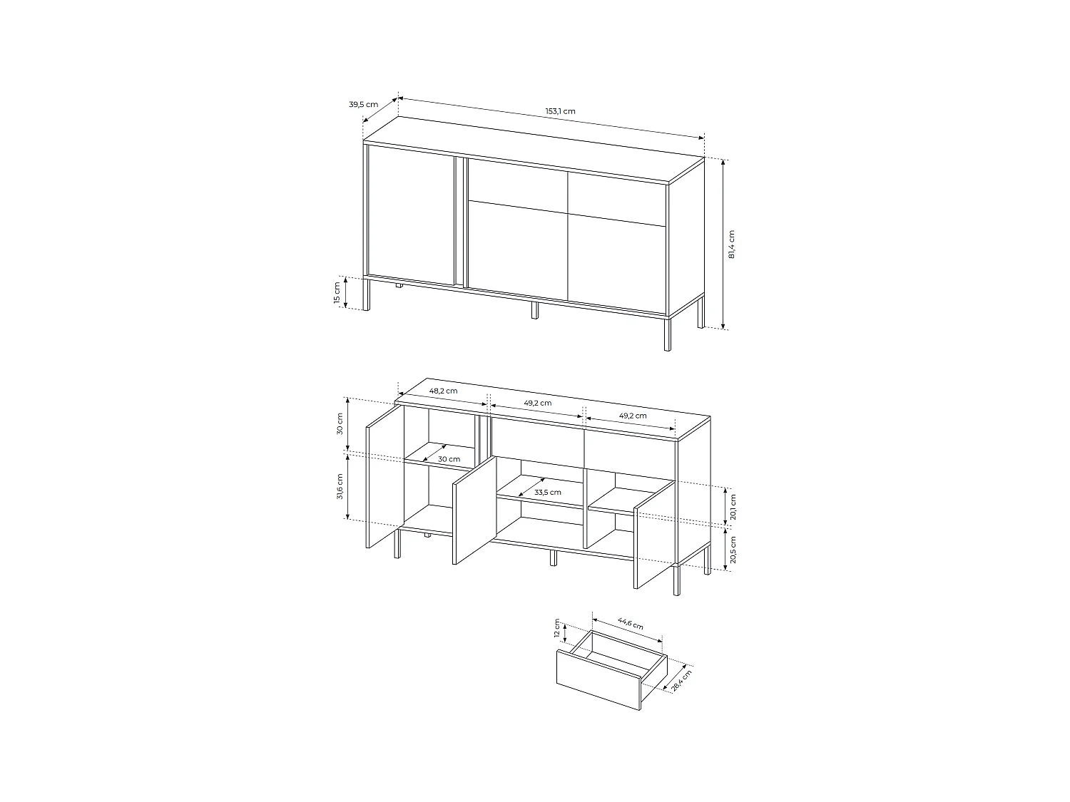 KOMMODE Dast beige 153 / 39,5 / 81cm