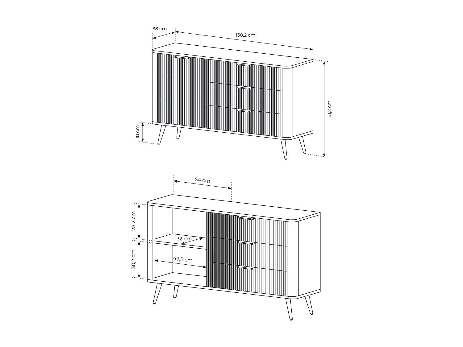 SIDEBOARD Lante beige 138 / 38 / 81cm
